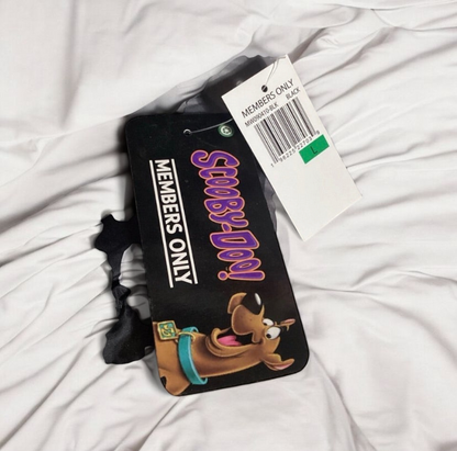 Members Only Scooby-Doo black graphic hooded zip-up jacket with tags showing size large