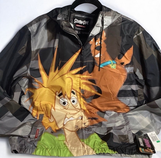Members Only Scooby-Doo black graphic hooded zip-up jacket with tags showing size large image 2