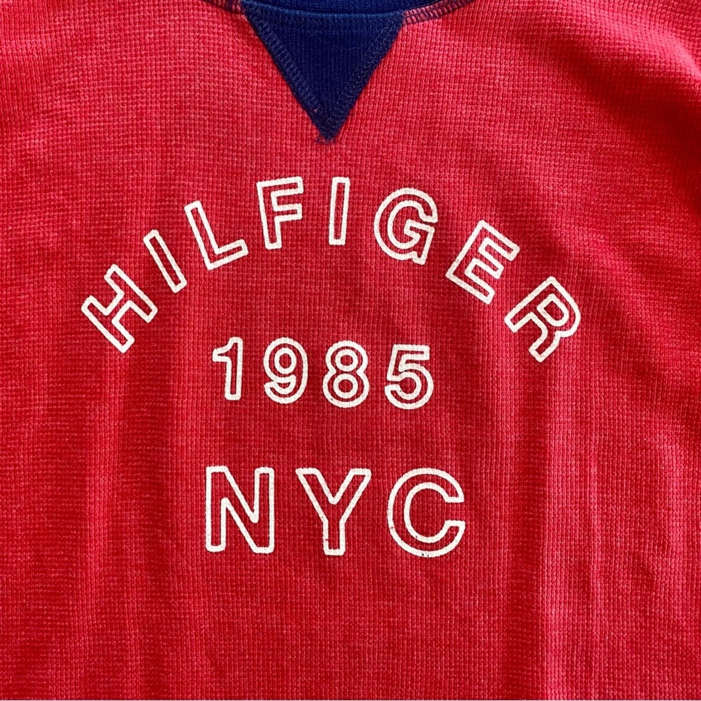 Tommy Hilfiger 1985 NYC Red Blue Thermal Shirt Top Womens Medium