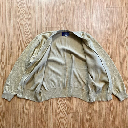 Willow Ridge Vintage Metallic Gold Shirt Cardigan Set Womens Medium