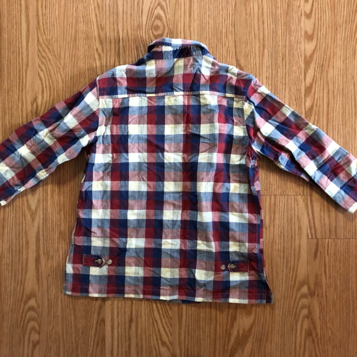 Angelique Vintage Red Striped Plaid Flannel Button-up Shirt Womens Medium