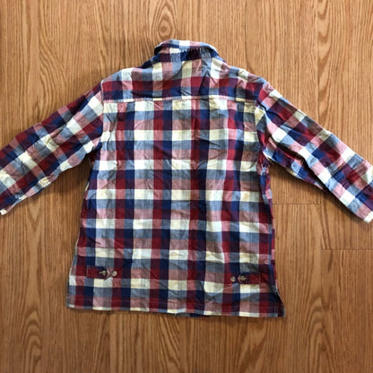 Angelique Vintage Red Striped Plaid Flannel Button-up Shirt Womens Medium