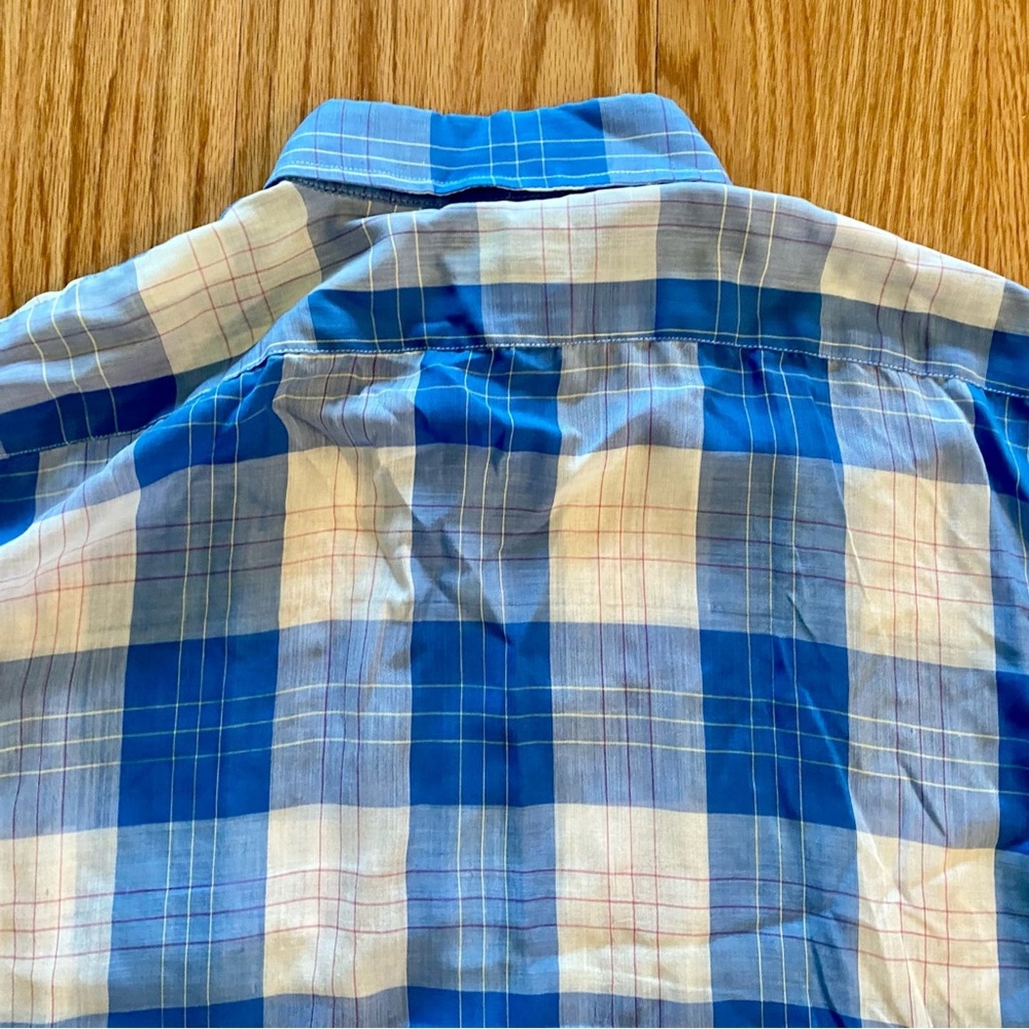 Wedgefield Vintage Blue Plaid Short Sleeve Button-down Shirt Mens Large