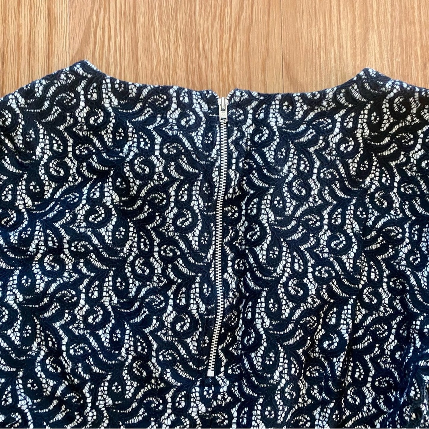 J Crew Black Peplum Lace Blouse Top Womens Medium
