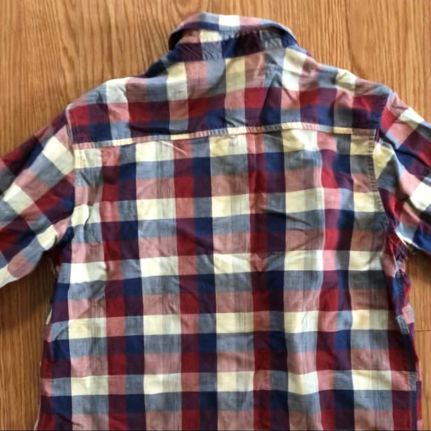 Angelique Vintage Red Striped Plaid Flannel Button-up Shirt Womens Medium
