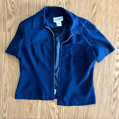 Plaza South Vintage Blue Zip Bomber Shacket Womens 10 Medium