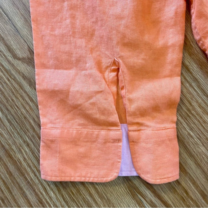 Lauren Ralph Lauren Orange Linen Button-up Shirt Top Blouse Womens 1x Plus Size