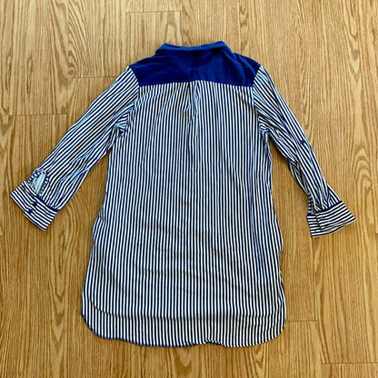 Simply Vera Striped Blue White Button-up Mini Lounge Dress Womens Medium