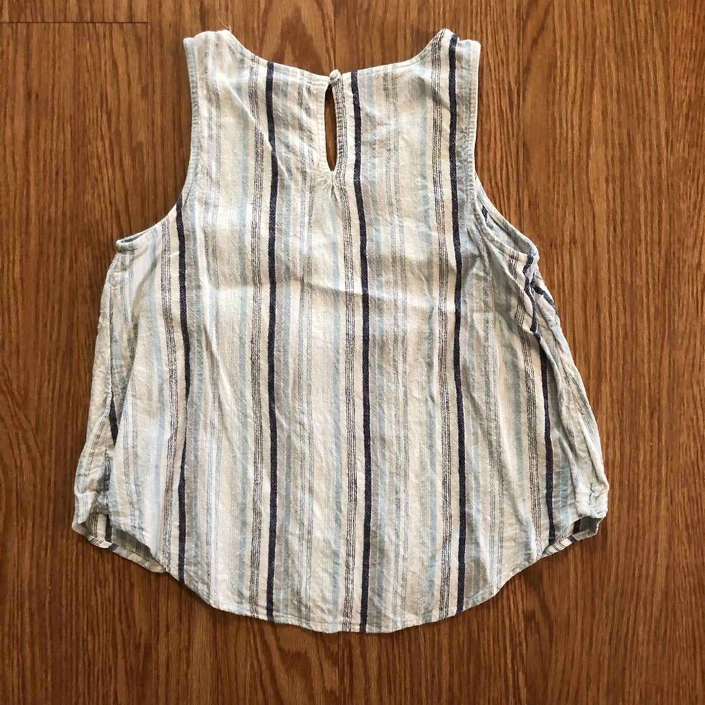 Universal Thread Striped Blue White Linen Crop Tank Top Womens Small