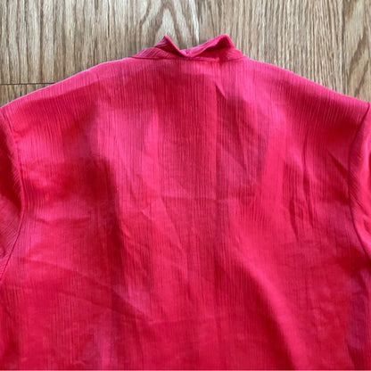 Laura & Jayne Vintage Red Shawl Collar Blouse Shirt Womens 14 Large