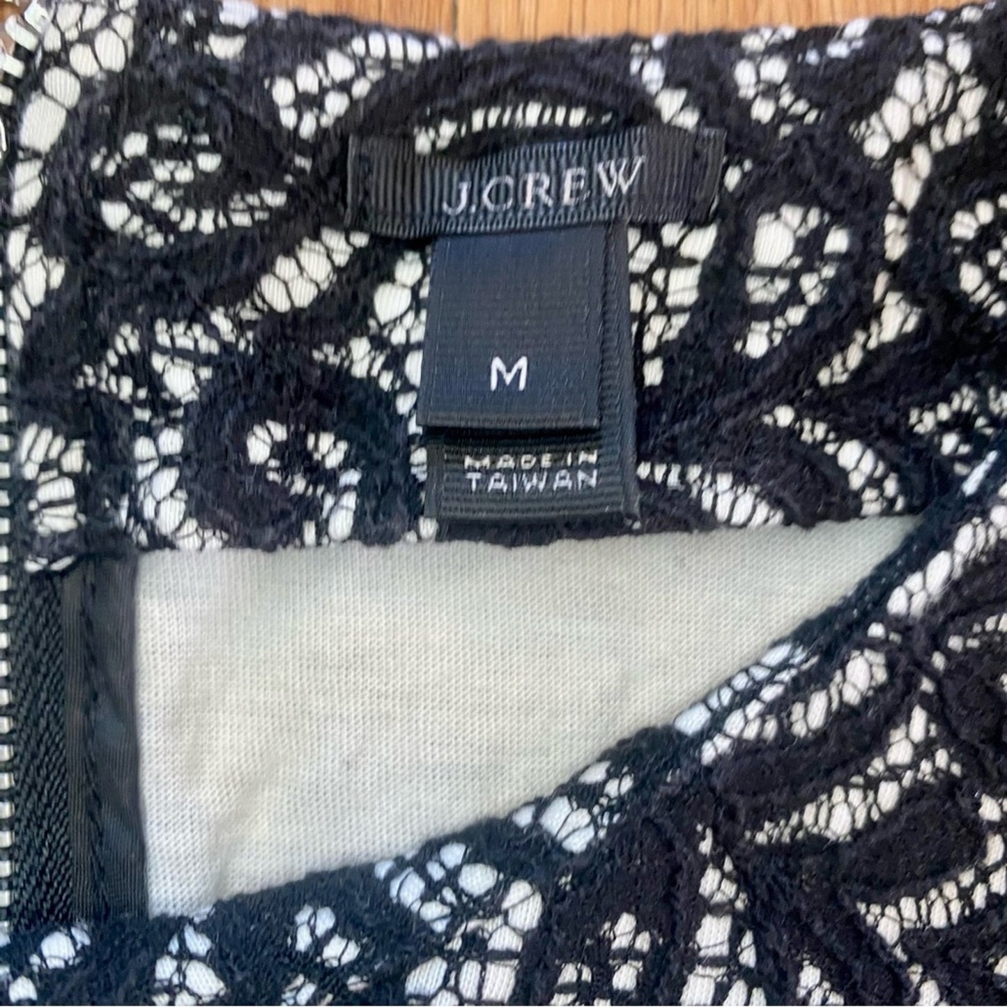 J Crew Black Peplum Lace Blouse Top Womens Medium