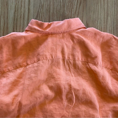Lauren Ralph Lauren Orange Linen Button-up Shirt Top Blouse Womens 1x Plus Size