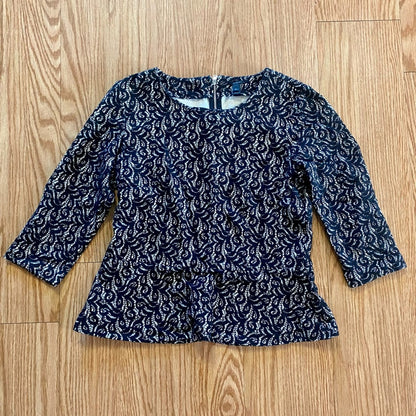 J Crew Black Peplum Lace Blouse Top Womens Medium