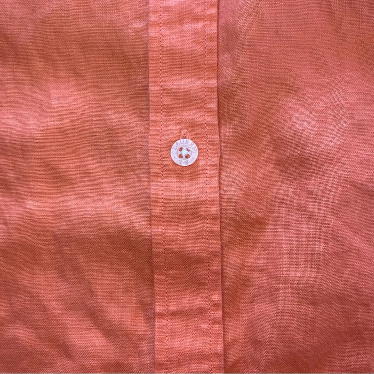 Lauren Ralph Lauren Orange Linen Button-up Shirt Top Blouse Womens 1x Plus Size