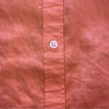 Lauren Ralph Lauren Orange Linen Button-up Shirt Top Blouse Womens 1x Plus Size