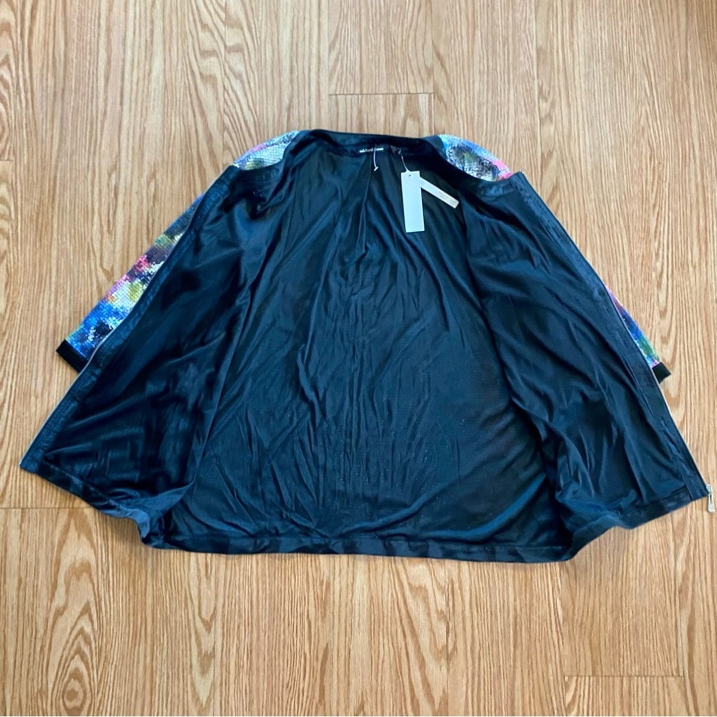 Michael Simon Multicolor Sequin Purple Bomber Jacket Shacket Womens 1X Plus