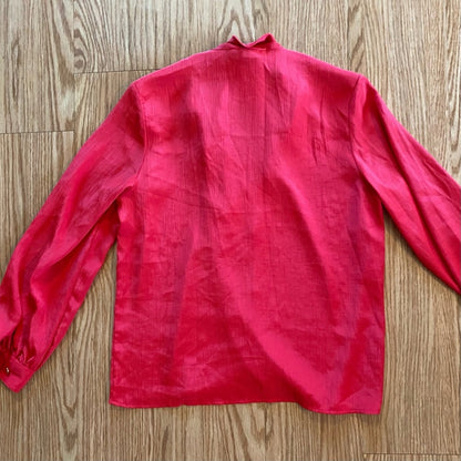 Laura & Jayne Vintage Red Shawl Collar Blouse Shirt Womens 14 Large