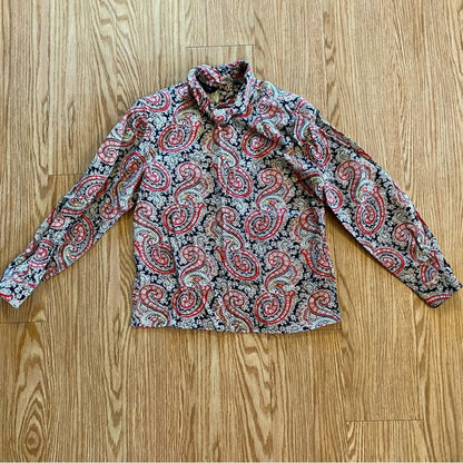 Attache Herman Geist Vintage Red Paisley Maximalist Blouse Womens 8 Medium