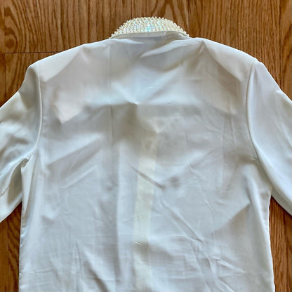 La Chine Petites Vintage Ivory Sheer Sequin Collar Blouse Womens 6 Petites