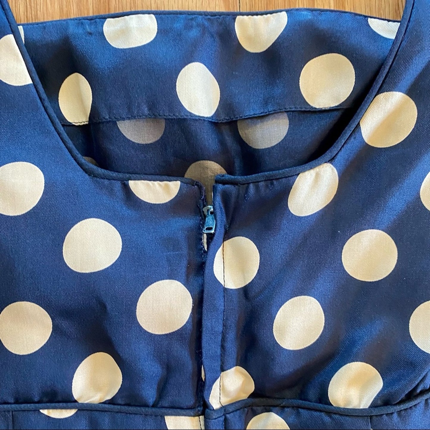 Vintage 1950s Blue Polka Dot Bow Midi Pin-up Dress Womens 0 XSmall