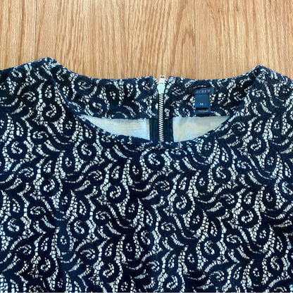 J Crew Black Peplum Lace Blouse Top Womens Medium