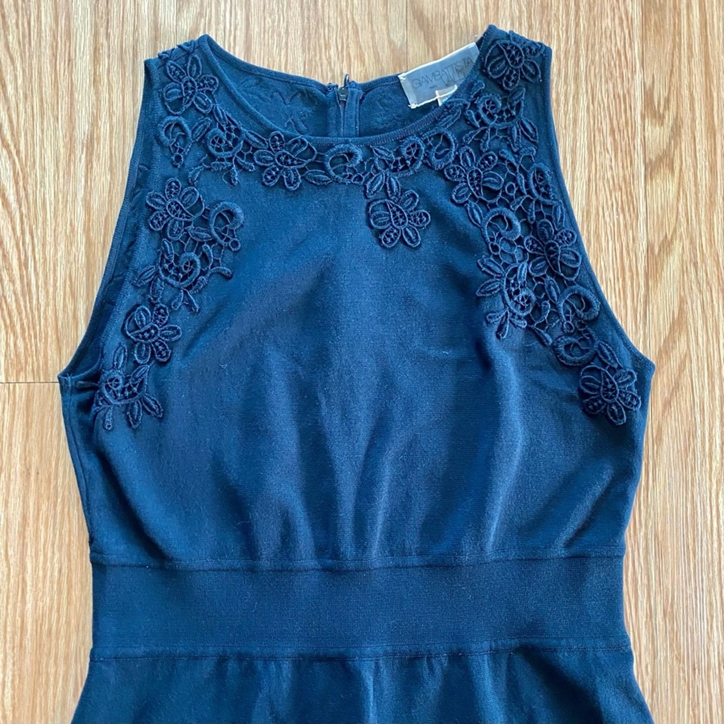 Giambattista Valli Black Italian Lace Knit Sheath Dress US Womens 10