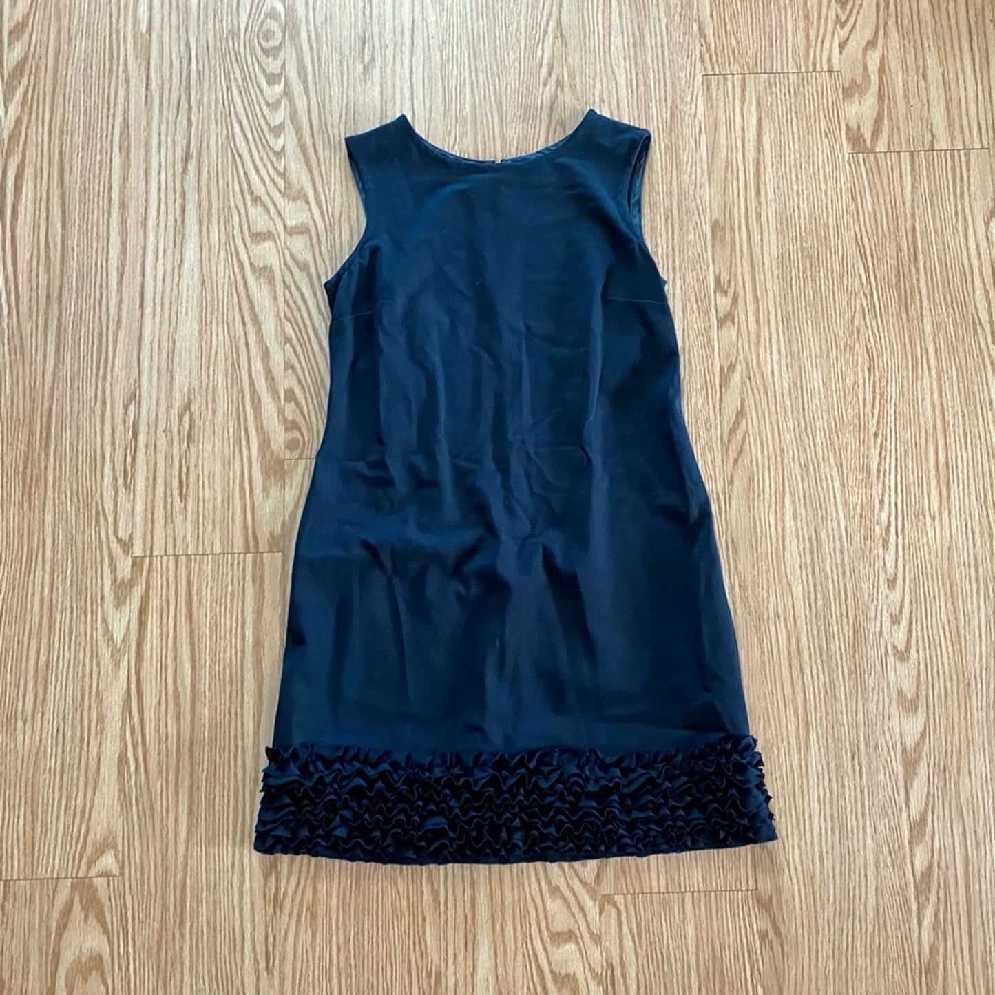 Taylor Black Ruffle A-Line Midi Dress Womens 12