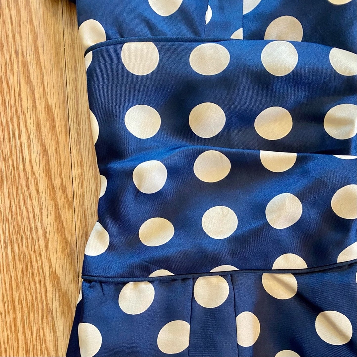 Vintage 1950s Blue Polka Dot Bow Midi Pin-up Dress Womens 0 XSmall