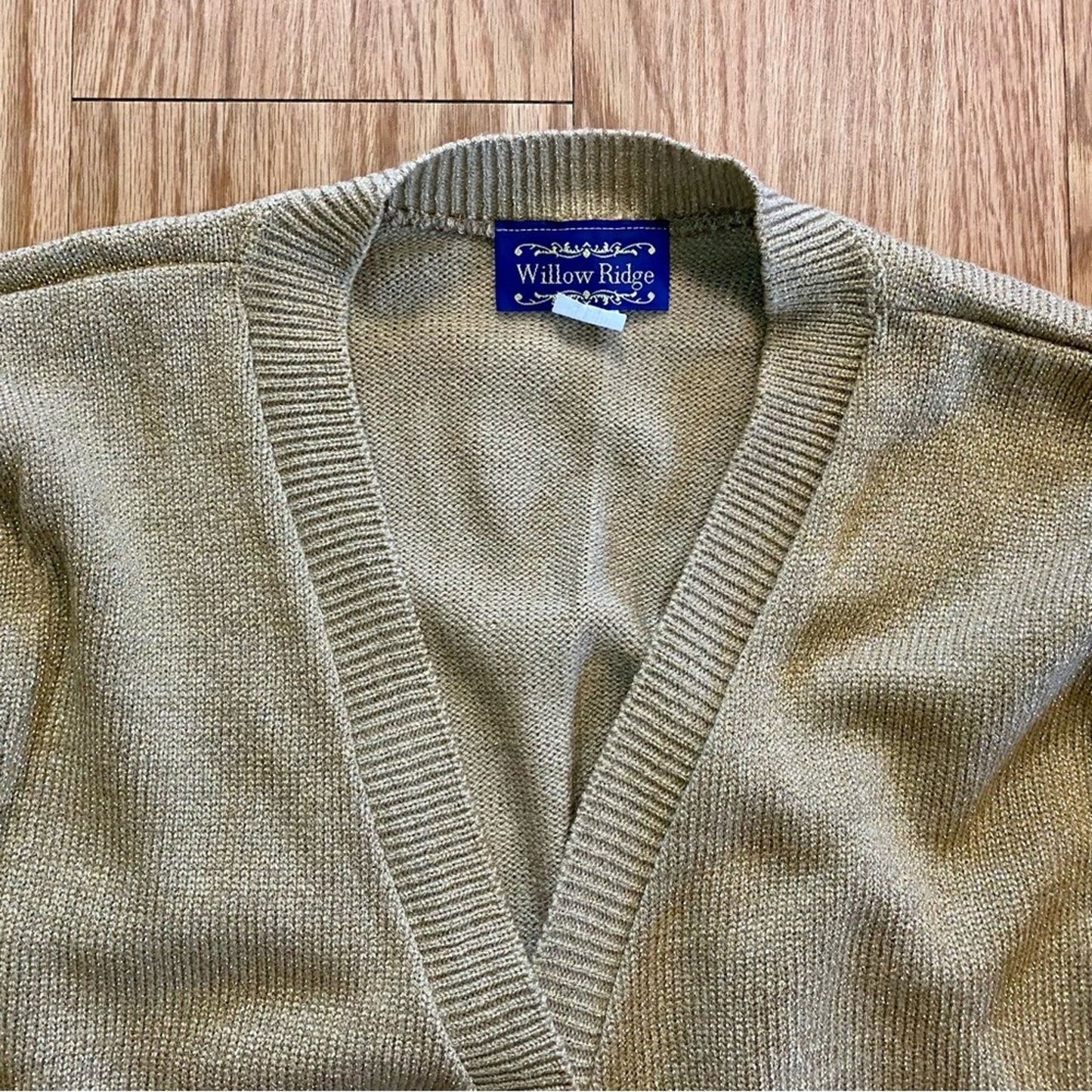 Willow Ridge Vintage Metallic Gold Shirt Cardigan Set Womens Medium