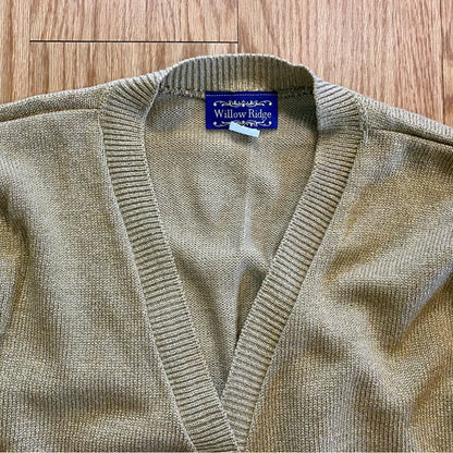 Willow Ridge Vintage Metallic Gold Shirt Cardigan Set Womens Medium