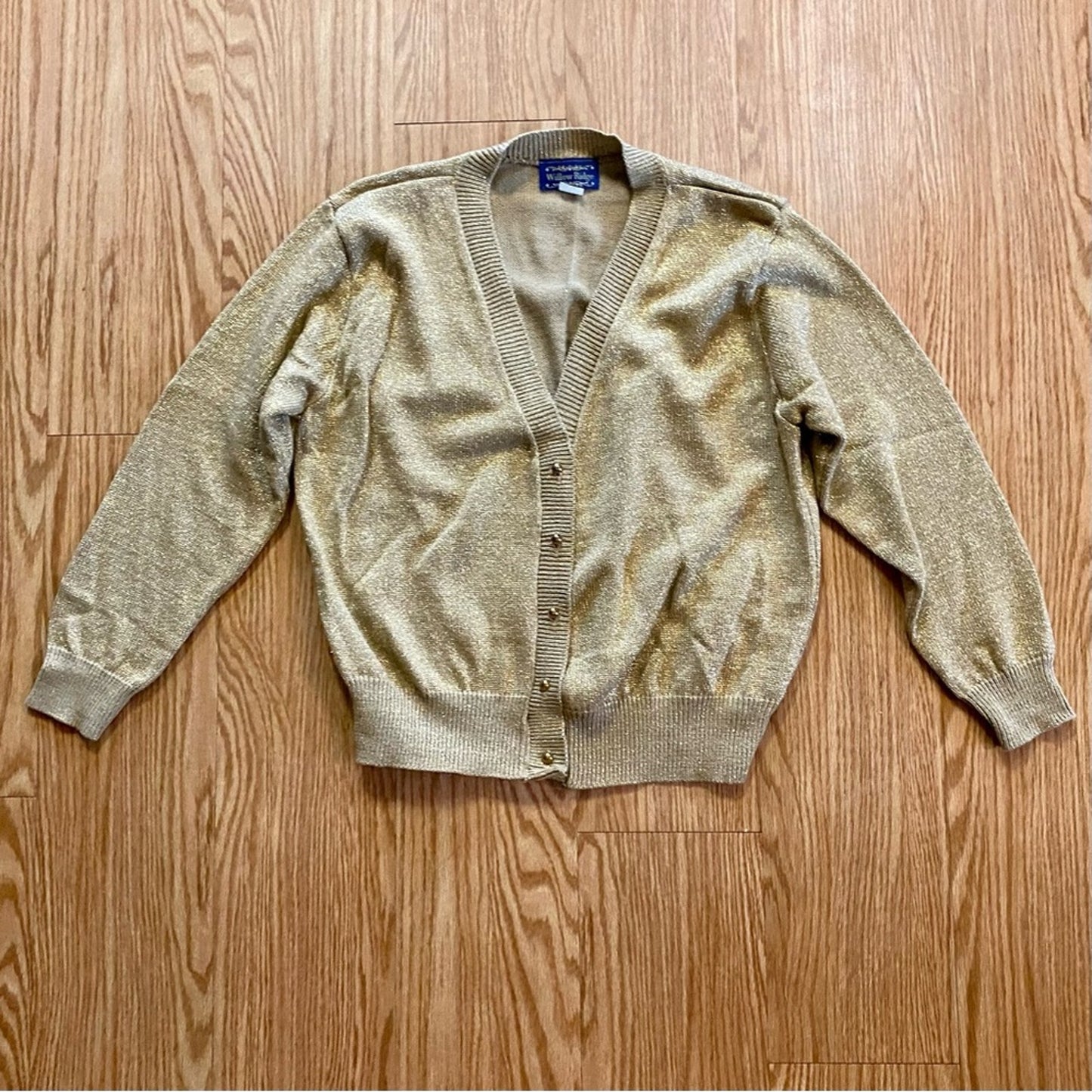 Willow Ridge Vintage Metallic Gold Shirt Cardigan Set Womens Medium