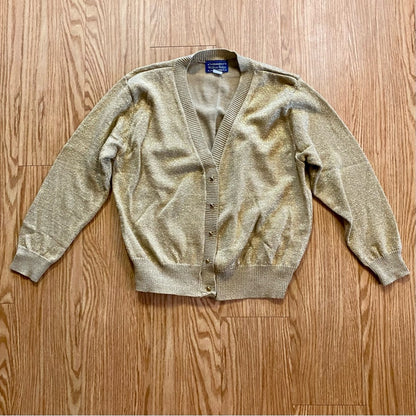 Willow Ridge Vintage Metallic Gold Shirt Cardigan Set Womens Medium