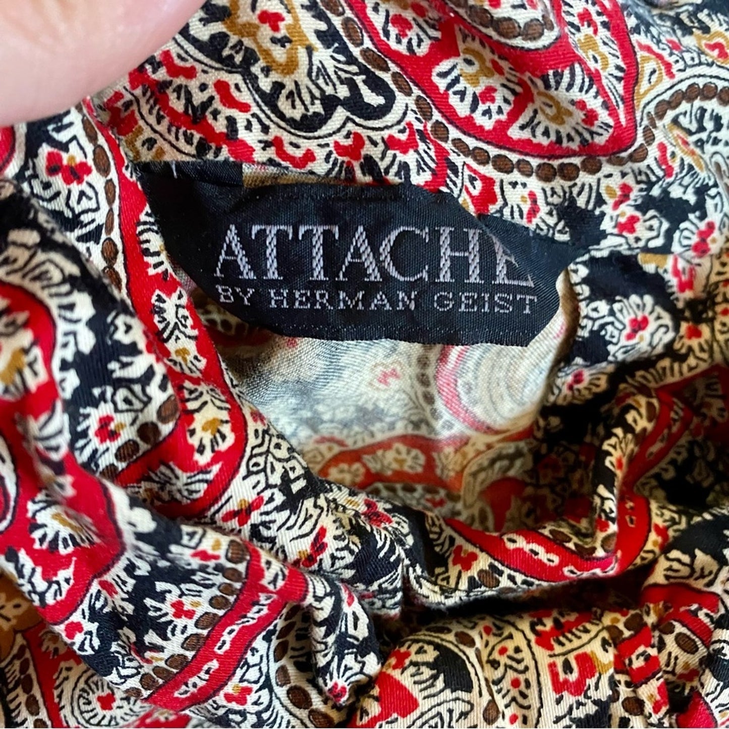 Attache Herman Geist Vintage Red Paisley Maximalist Blouse Womens 8 Medium