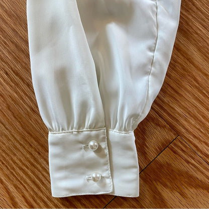 La Chine Petites Vintage Ivory Sheer Sequin Collar Blouse Womens 6 Petites
