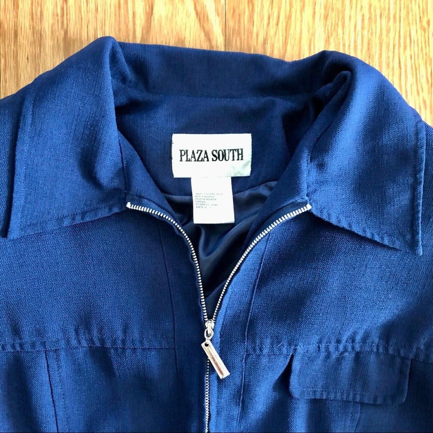 Plaza South Vintage Blue Zip Bomber Shacket Womens 10 Medium