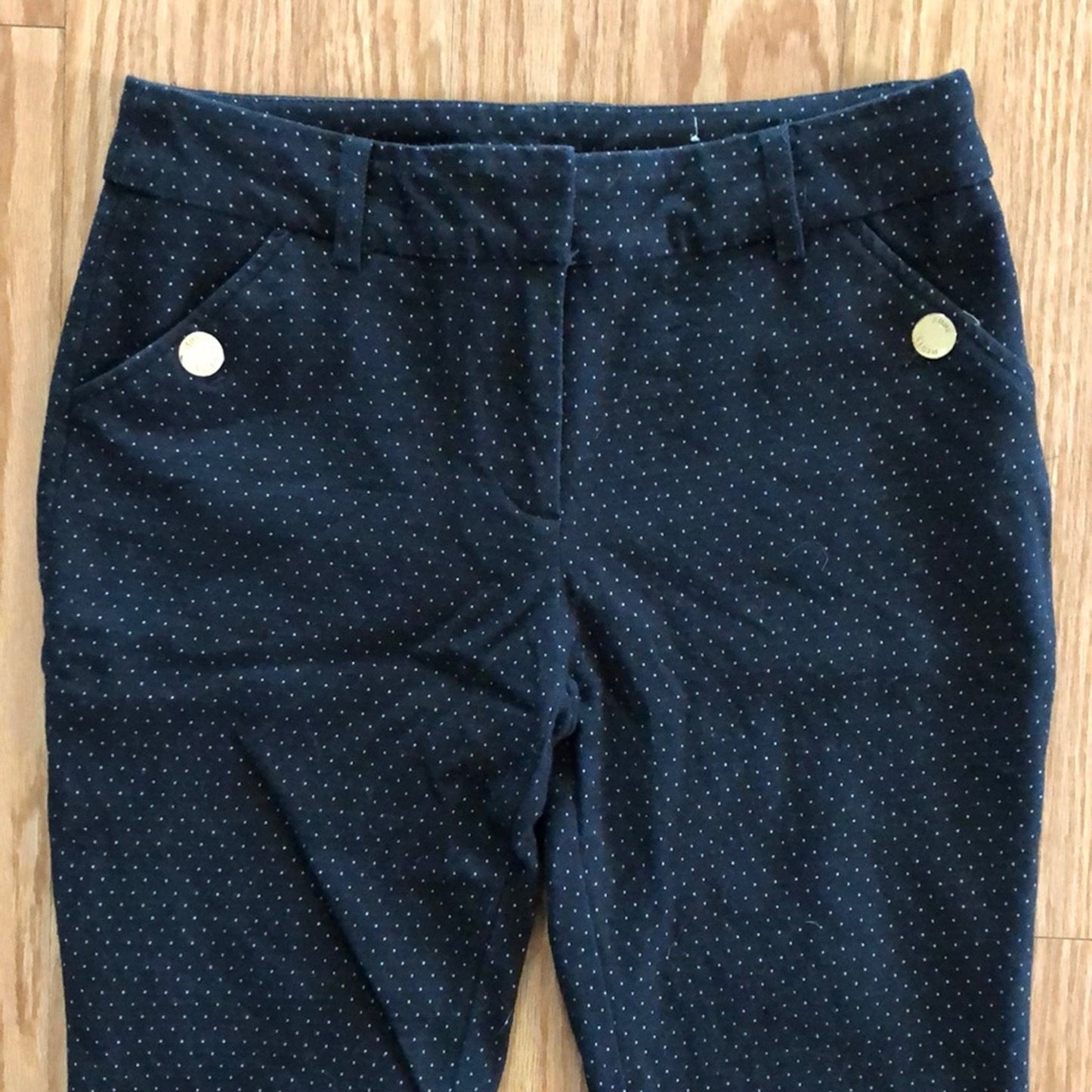Anne Klein Slim Black White Polka Dot Chino Ankle Pants Womens 4