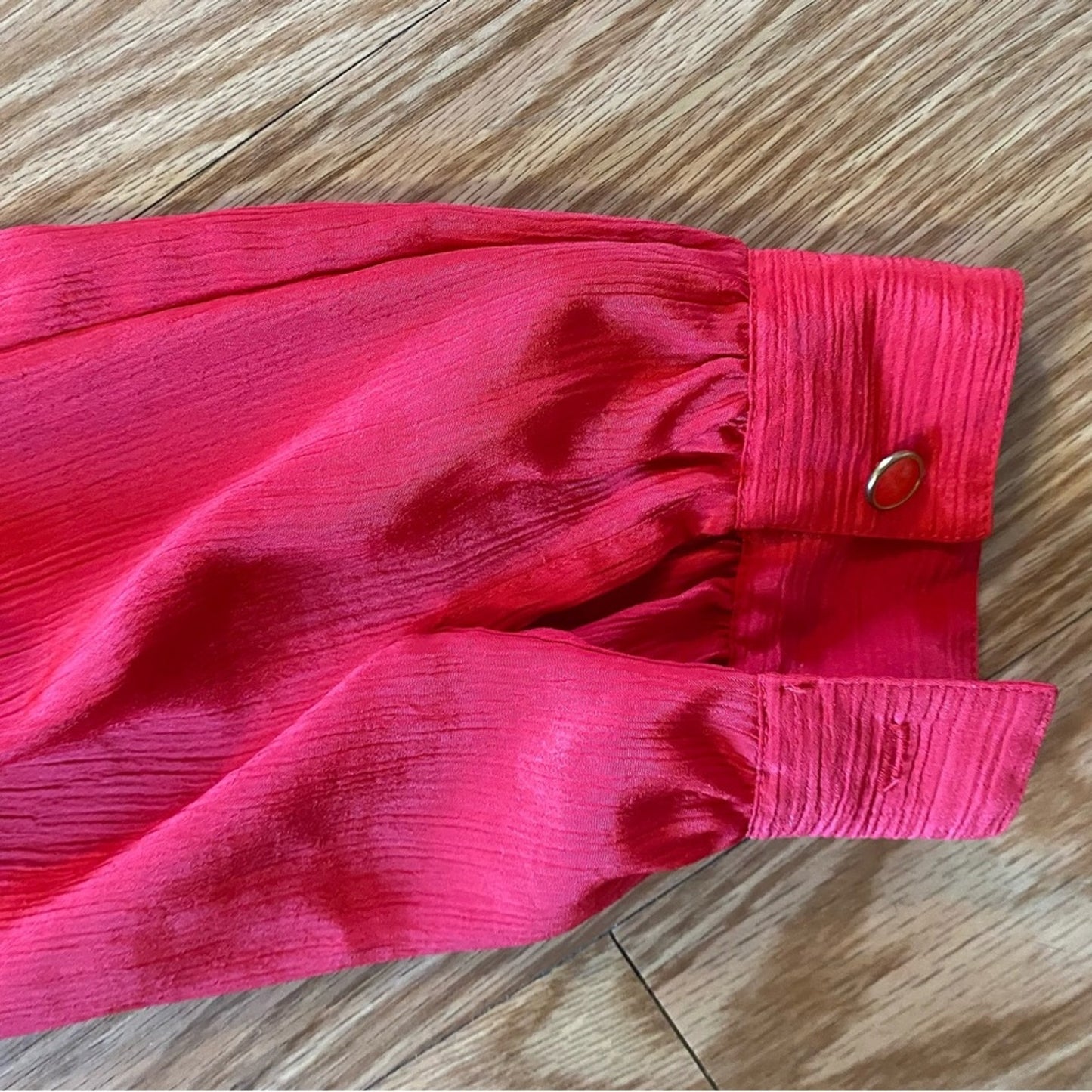 Laura & Jayne Vintage Red Shawl Collar Blouse Shirt Womens 14 Large