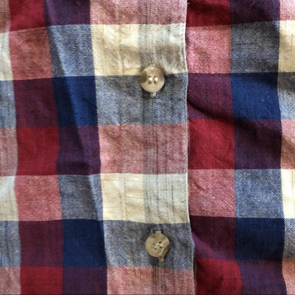 Angelique Vintage Red Striped Plaid Flannel Button-up Shirt Womens Medium