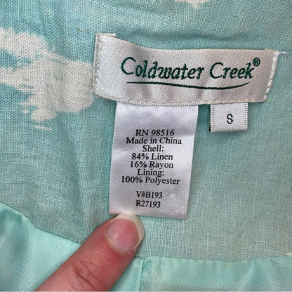 Coldwater Creek Villa Cityscape Blue Retro Linen Jacket Shacket Womens Small