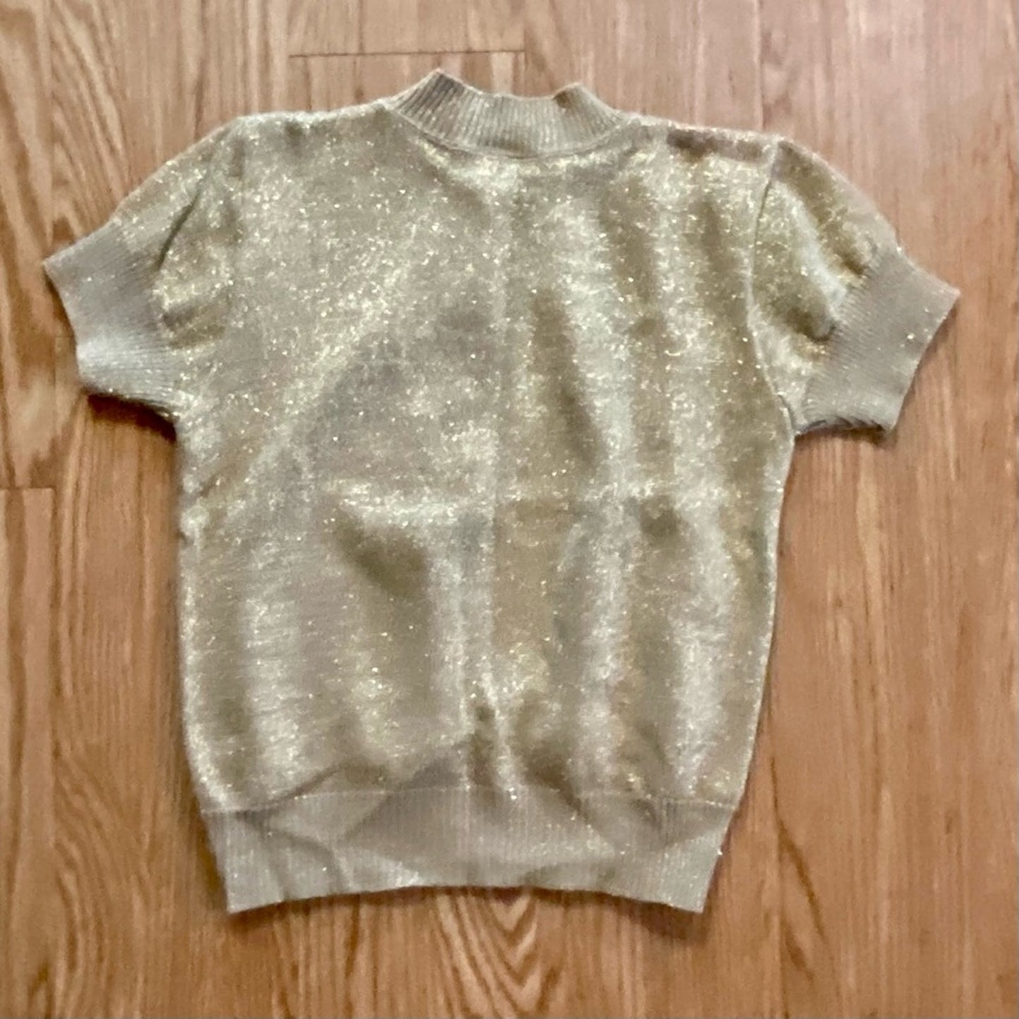 Willow Ridge Vintage Metallic Gold Shirt Cardigan Set Womens Medium