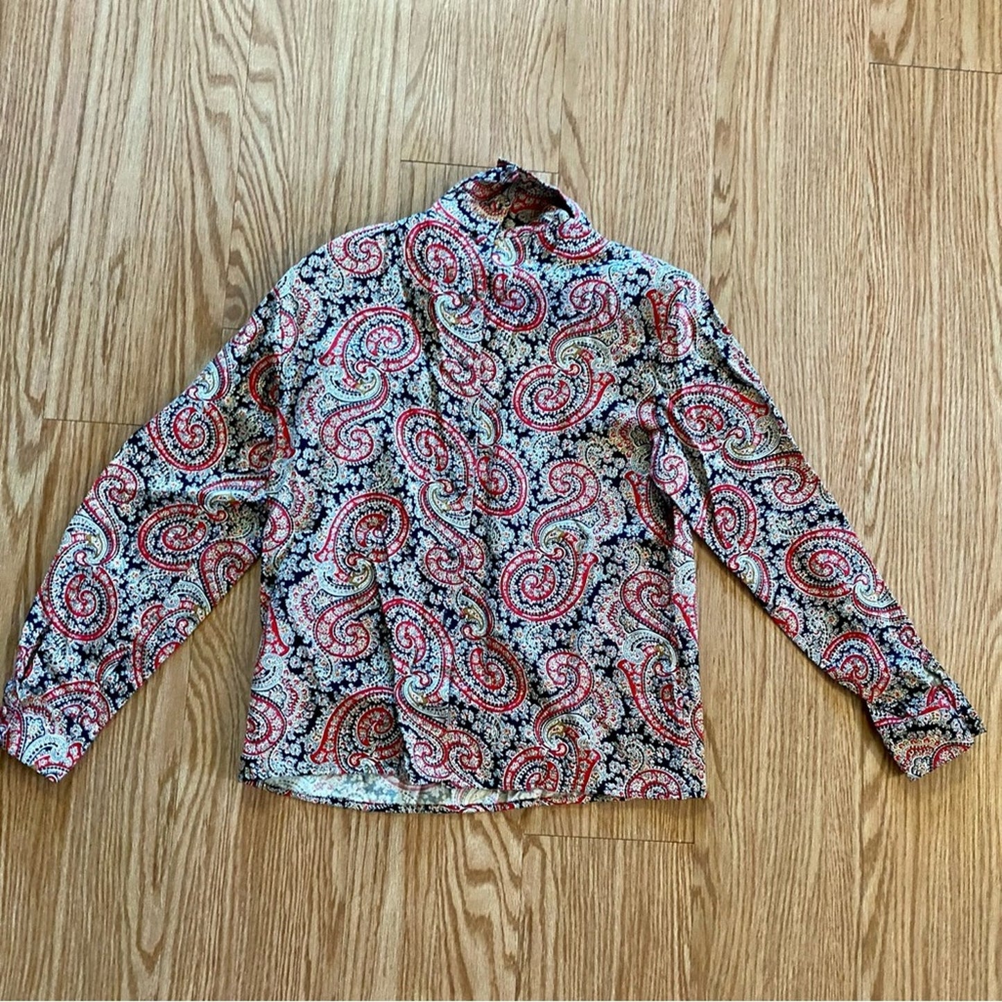 Attache Herman Geist Vintage Red Paisley Maximalist Blouse Womens 8 Medium