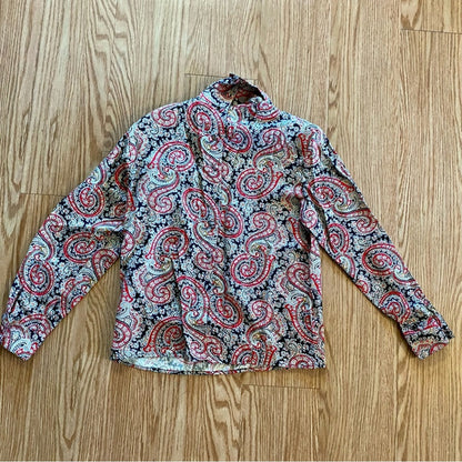 Attache Herman Geist Vintage Red Paisley Maximalist Blouse Womens 8 Medium