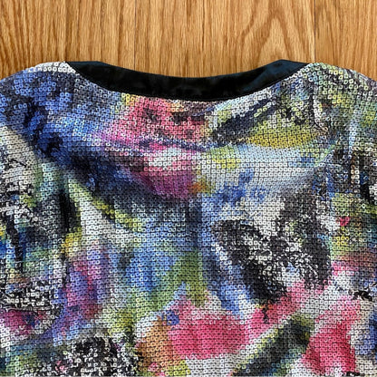 Michael Simon Multicolor Sequin Purple Bomber Jacket Shacket Womens 1X Plus