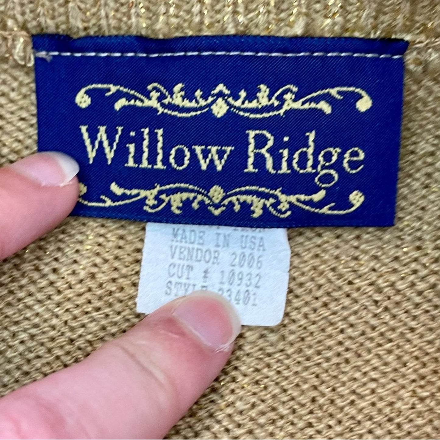 Willow Ridge Vintage Metallic Gold Shirt Cardigan Set Womens Medium