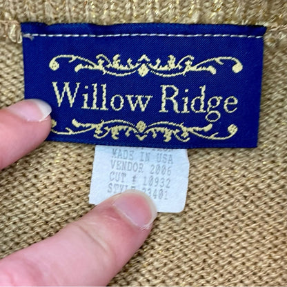 Willow Ridge Vintage Metallic Gold Shirt Cardigan Set Womens Medium