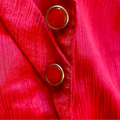 Laura & Jayne Vintage Red Shawl Collar Blouse Shirt Womens 14 Large