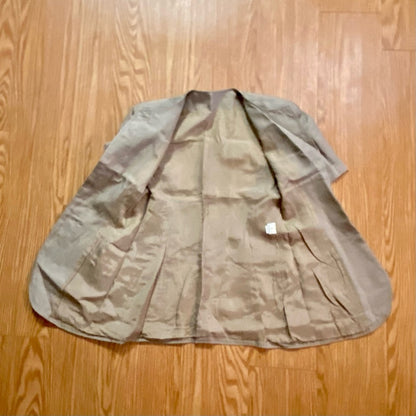 Vintage Tan Silk Structured Short Sleeve Blazer Jacket Womens Small