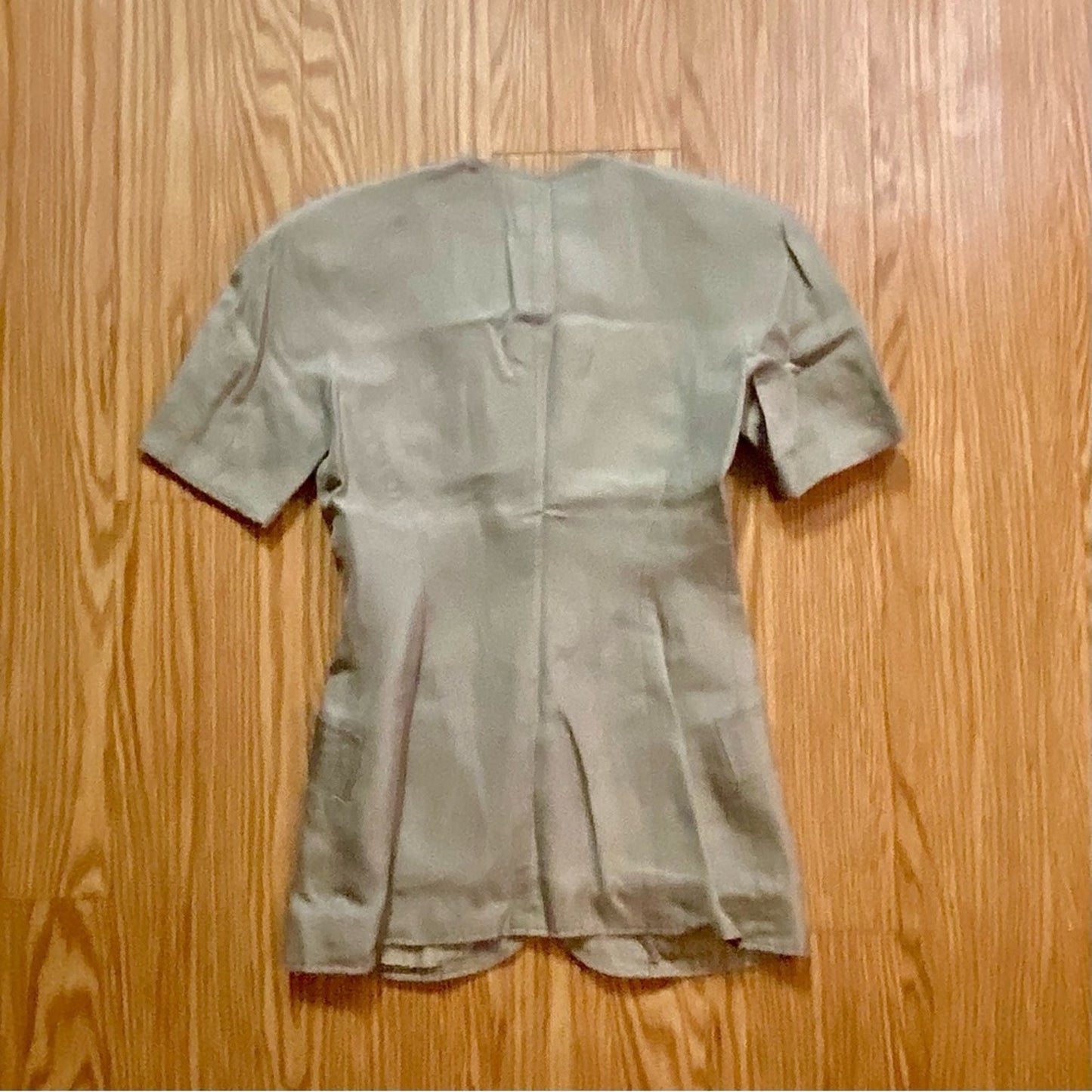 Vintage Tan Silk Structured Short Sleeve Blazer Jacket Womens Small