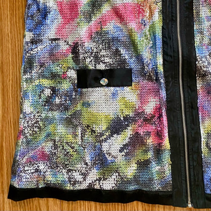 Michael Simon Multicolor Sequin Purple Bomber Jacket Shacket Womens 1X Plus