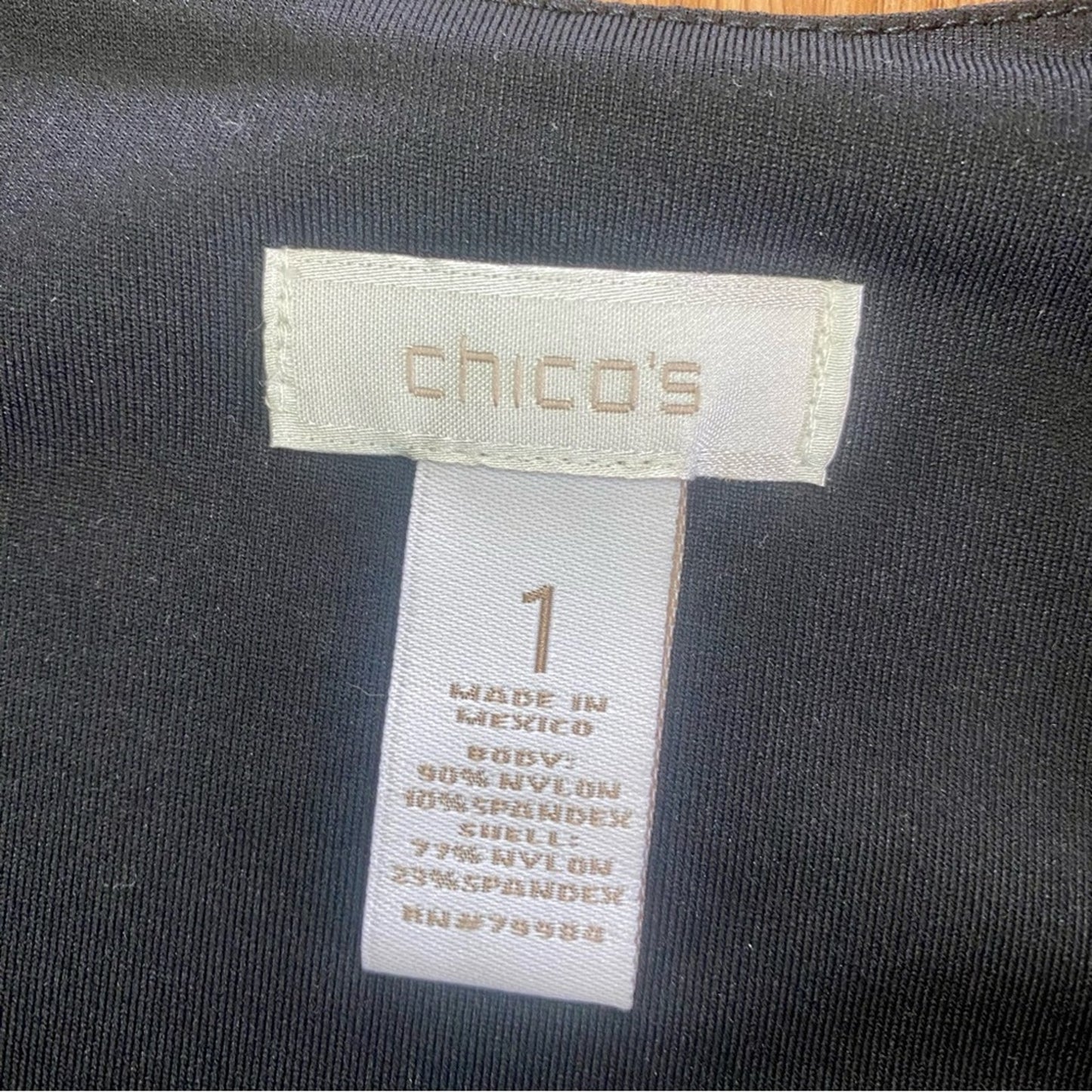 Chicos Basic Black Two Layer Tank Top Womens 1 Medium